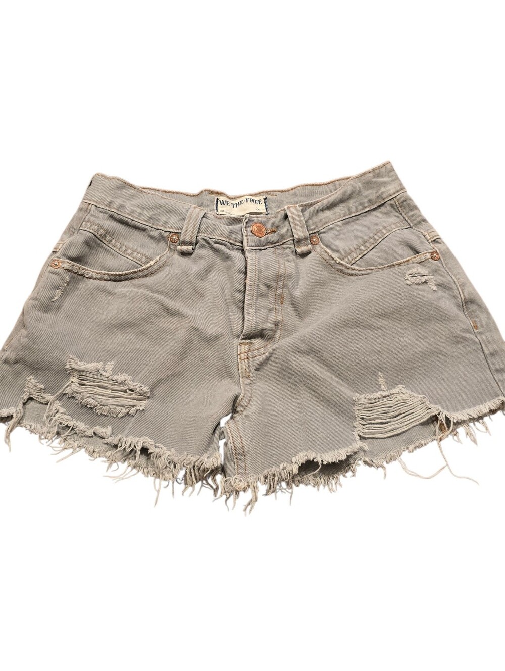 We The Free Women's Size 24 Now Or Never Gray Distressed Denim Shorts